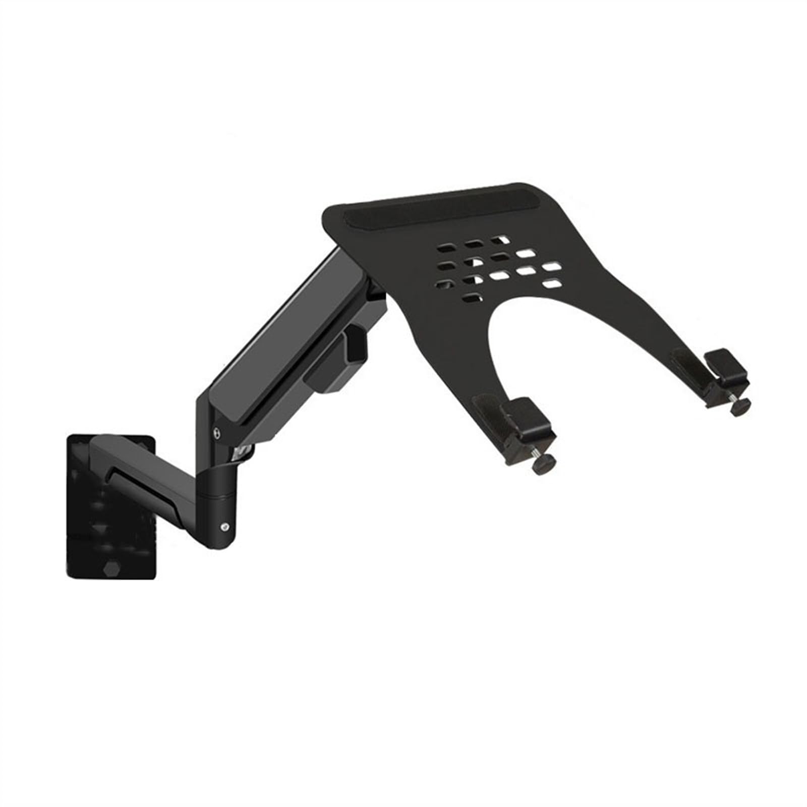 Aioneer Monitor Arm Wall Mount Monitor Arm With Laptop Tray, Aluminum Gas Spring Full Motion Laptop Mount Arm Fits Max 32 Inch, 19.8 Lbs Screens/ 10-17" Laptop Monitor Mount Arm-Black