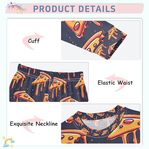 senya Pizza Slices on Dark Space Pajamas Set Long Sleeve Soft Cotton Sleepwear 2 Piece4