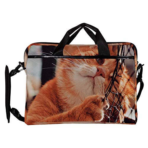 Sacoche bandoulière ordinateur 14-15.4" chat orange finies les rayures - 3