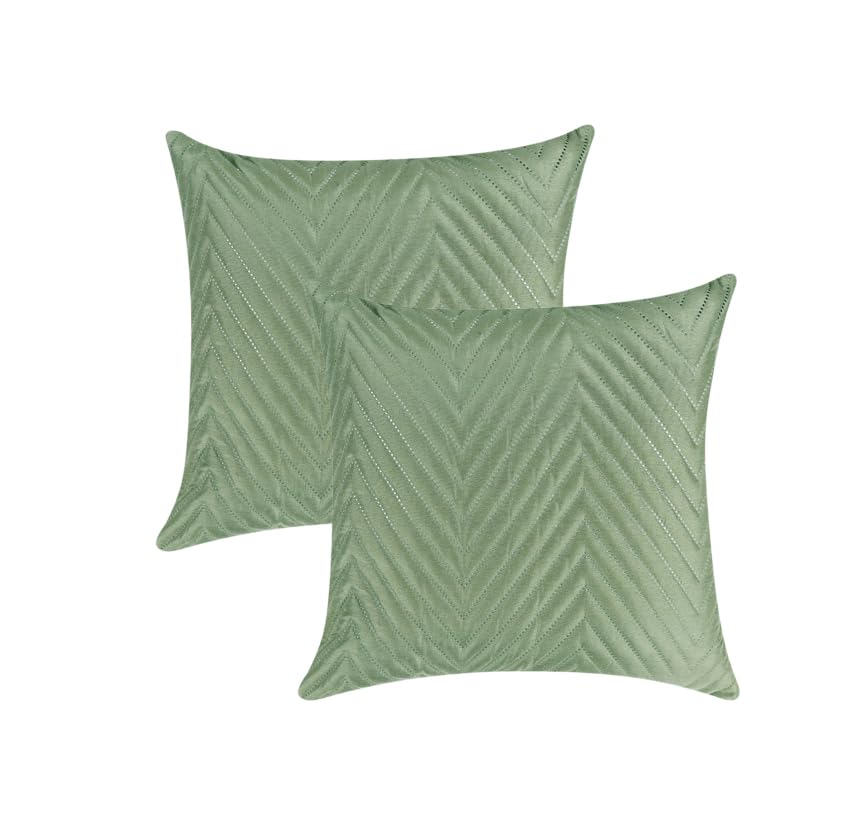 Image of RD TREND UltraSonic Microfiber Cushion Covers, 45 x 45 cm /18 x 18 inches, Set of 2, 250 TC,Back Zipper (Miltry Green)