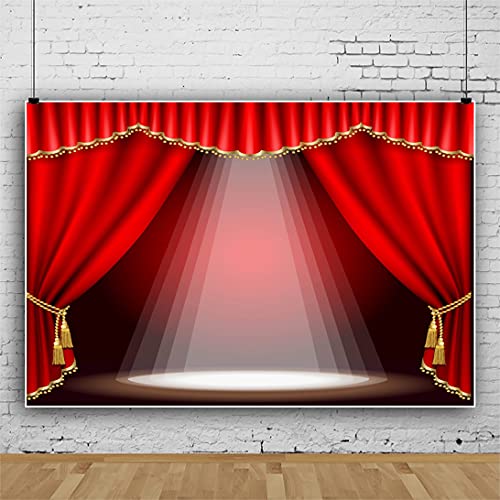 Fondo fotográfico 8x6ft rojo y dorado para estudio y teatro miniatura 4
