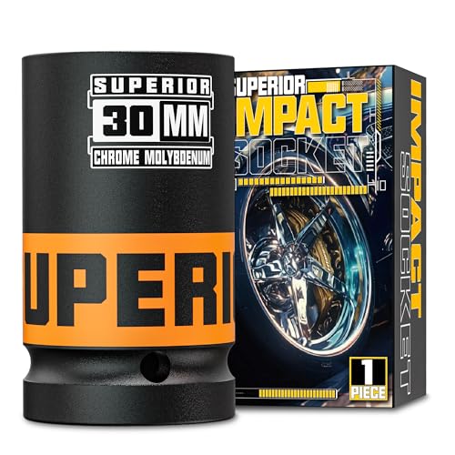 Image of 1 inch Drive Impact Socket, 30 mm Deep Socket, Metric Axle Nut Socket, 6 Point, CR-MO, Automotive, Truck Maintenance, Heavy Equipment Repair