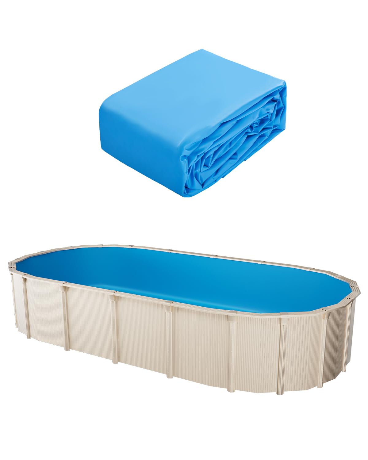 VEVOR Revêtement de Piscine Ovale, 610x375x147 cm, Doublure Chevauchement Vinyle Calibre Standard, Résiste à l'usure, Rétention d'eau, pour Piscines Hors Sol à Parois Hauteur 132 cm, Couleur Unie