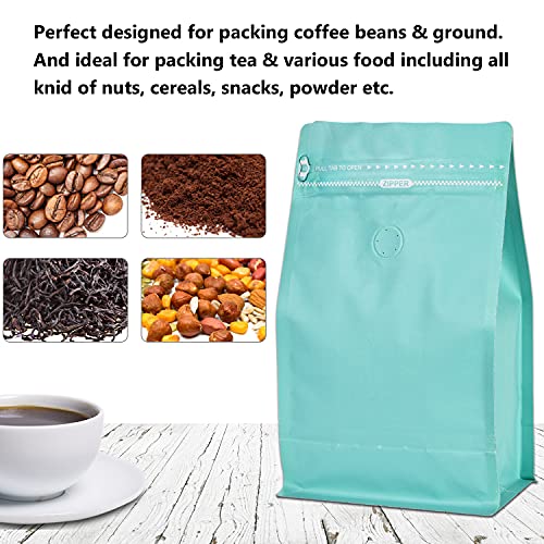 Bolsas de café de papel kraft azul con fondo plano de 16 oz 8