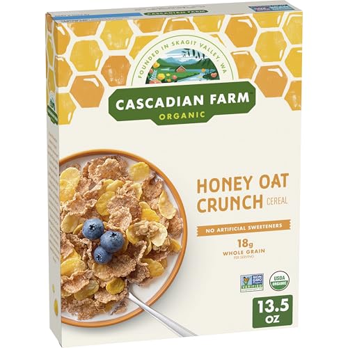 Cascadian Farm Honey Oat Crunch Organic Cereal, Made with Whole Grain, 13.5 oz
