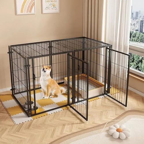 kxptso 猫用ケージ 大型 折りたたみ キャットケージ 大型 1段 猫 ゲージ ネコ ケージ 室内用 猫脱走防止 掃除しやすい ドア付き 組立簡単 組み替え自由 おしゃれ 室内飼い (黒)
