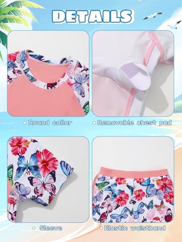 ESHOO Girls Rash Guard Swimsuit Kids 2-Piece Bathing Suit UPF 50+ Summer Beach Swimwear for Teen Girls Swim Shirt Shorts Set4