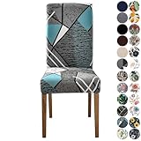 Lalluxy Chair Covers for Dining Chair Set of 6, Stretchy Soft Parson Chair Covers Removable Washable Kitchen Dining Room Chair Slipcovers with Elastic for Universal Fit (Modern Grey)
