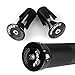 LYCAON Bike Handlebar Grips, Non-Slip-Rubber Adjustable Bicycle Handle Grip with Aluminum Lock, Mountain Road Foldable Bike MTB BMX with Two Rubber Aluminum Expandable End Caps (Black)