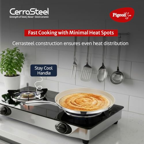 Image of Pigeon Cerrasteel 31cm Ceramic Tawa | Non-Stick| Ceramic Coated| Beige