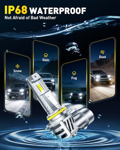 Image of AUXITO 9005 /HB3 Light Bulbs, 50000LM 6500K Cool White, Direct Replacement 9005 /HB3 LED Fog Light Bulbs with Fan, Plug and Play CANbus Ready No Flicker, Pack of 2