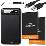 AceSoft [V20 Battery Combo Pack] 2X 4400mAh Replacement Battery Intelligent Compact Travel Dock Home Charger USB 3.1 Fast Charging Cable Connector Stylus Compatible with LG V20 VS995 Verizon Phone