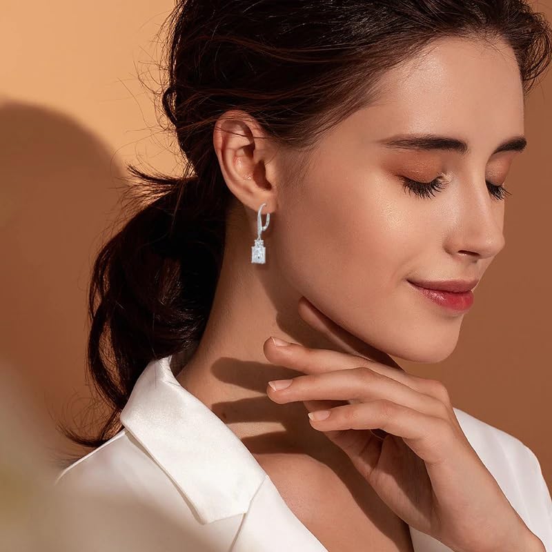 JO WISDOM Women Dangle Earrings,925 Sterling Silver Birthstone Leverback Earrings with 7 * 9mm Valentines Day Gifts for Her Jewelry Mothers Day Christmas Gifts for Women3