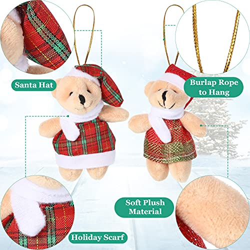 28 Pieces 3 Inches Christmas Joint Mini Bear Stuffed Animal Plush Toy Small Bear Doll Christmas Tree Decorations Christmas Stockings Birthday Cake Wedding Valentines Party Favors Key Chain #TOP1