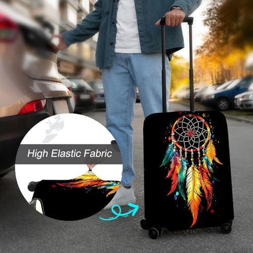 Luggage Cover Protector for 30-32 Inch Suitcases, TSA Approved Elastic Travel Suitcase Covers, Anti-Scratch Washable Luggage Sleeve for Carry On & Checked Bags, Dream Catcher4