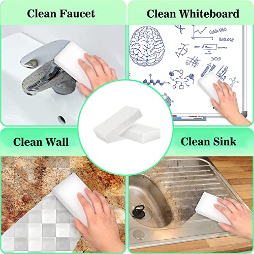 Image of Magic Sponge Eraser, 50Pack Melamine Sponge Foam Bulk Sheets Cleaning Pads, Multi-Functional Household Cleaning Sponges for Dish, Kitchen, Stove, Bathtub, Sink, Furniture