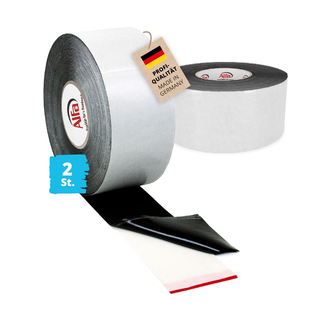 Alfa 2x Holzschutzband – Terrassenband 150 mm x 20 m – EPDM Abdeckband Holz | Profi Qualität – Selbstklebendes EPDM-Holzschutzband für Terrassen, Fassaden und Unterkonstruktionen, wasserdicht – 1 mm dick