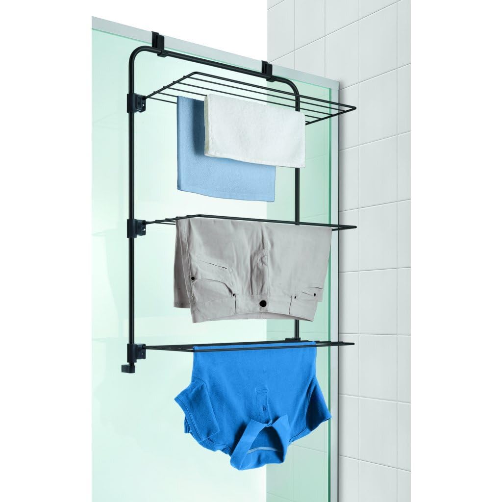 Metaltex -Secador de Ropa Gale para Puerta, Color Negro, Colada 11 m. Wymiary 3,5 x 58 x 87 cm