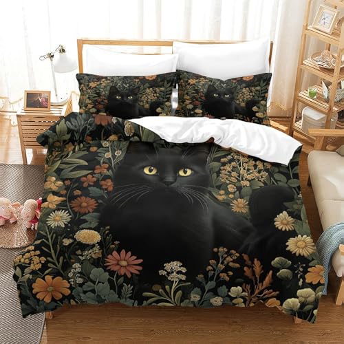 Housse de couette chat noir 135x200 microfibre 3 pcs - 3