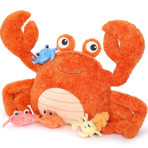 MorisMos 5 Pcs Crab Plush Stuffed Animal, 32inch Large Mommy