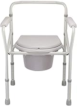 كرسي مرحاض صوان مزود طبي فولاذي شديد التحمل قابل للطي مع قضبان إطار أمان بجانب السرير ، للمعاقين ، المسنين ، النساء الحوامل، من كيوي، ستانلس ستيل، رمادي