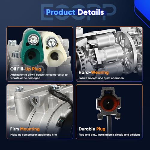 Image of ECCPP AC Compressor Fit for Hyundai Tiburon 2.7L 2003-2008 | Fast Cooling AC Compressor with Clutch
