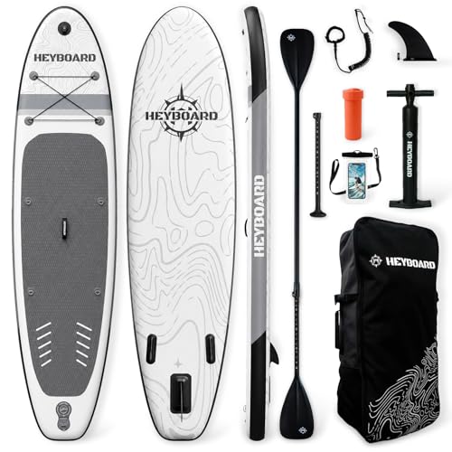 HeyBoard supボード スタンドアップパドルボード supインフレータブル パドルボード 安定性 滑り止め 初心者 SUPセット 320cm(長さ)×81cm(幅)×15cm(厚さ) Dリング付き(グレー/模様入り)（Amazon）