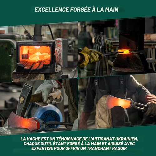 Hachette Condor Mountaineer Trail Tête Acier Carbone 1060 Manche Hickory Étui Cuir CTK285463HC - Couteaux droits et fixes (13604367
