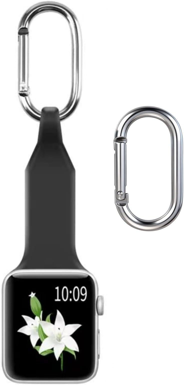 Outdoor Band Compatible with Apple Watch Necklace Fob Clip on Keychain Pendant Lanyard Carabiner Pocket Watch Case Adapter Holder Chain Badge Belt clip Arm Ankle Nurse Strap Iwatch Necklace Women Men