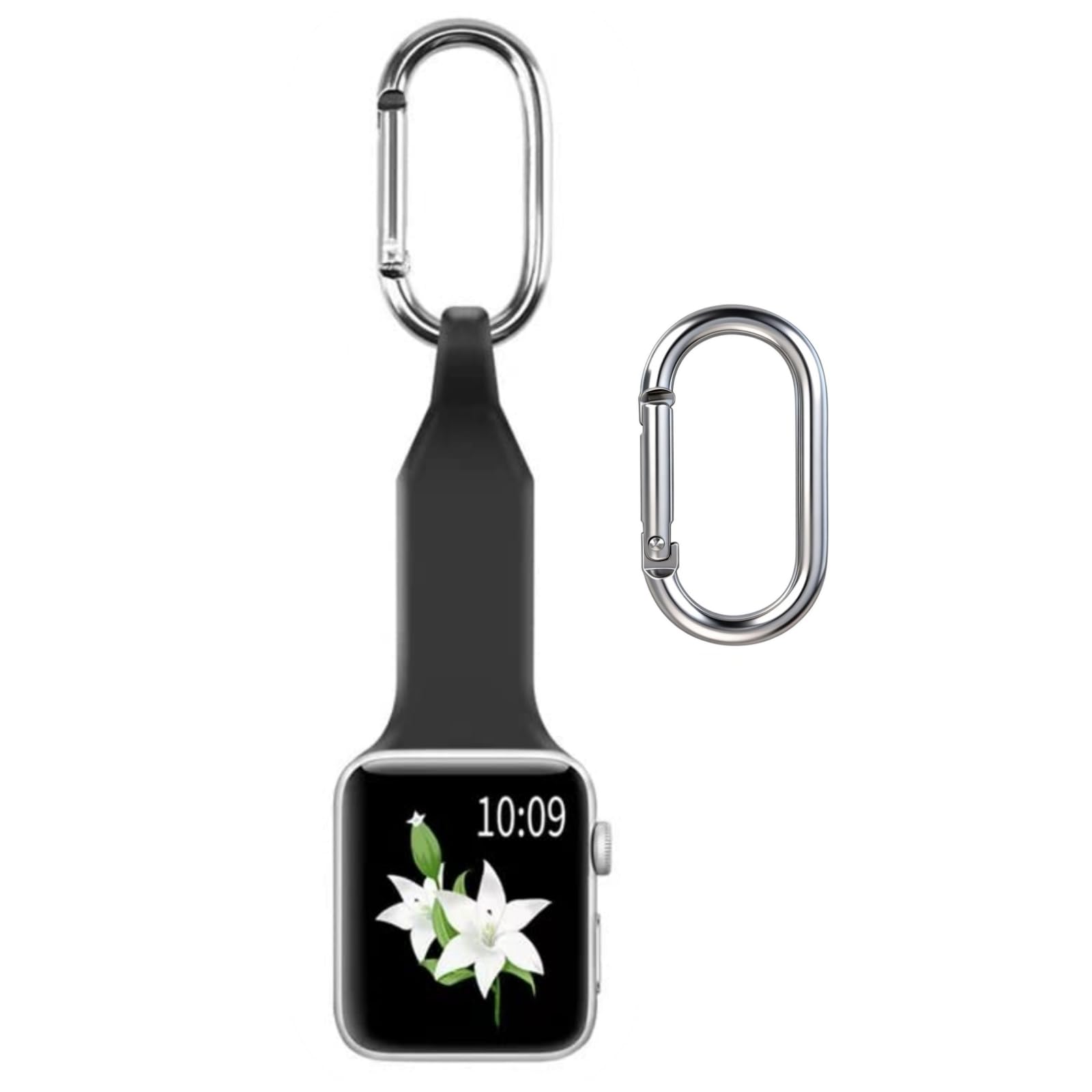 Outdoor Band Compatible with Apple Watch Necklace Fob Clip on Keychain Pendant Lanyard Carabiner Pocket Watch Case Adapter Holder Chain Badge Belt clip Arm Ankle Nurse Strap Iwatch Necklace Women Men