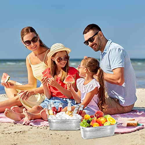 Kenburg 10 Pcs Galvanized Oval Planters, Galvanized Bucket Planter With Handle, Oval Metal Pails For Rustic Farmhouse Home Decor, Outdoor Party, Weddings, Gift And Storage Box #TOP6