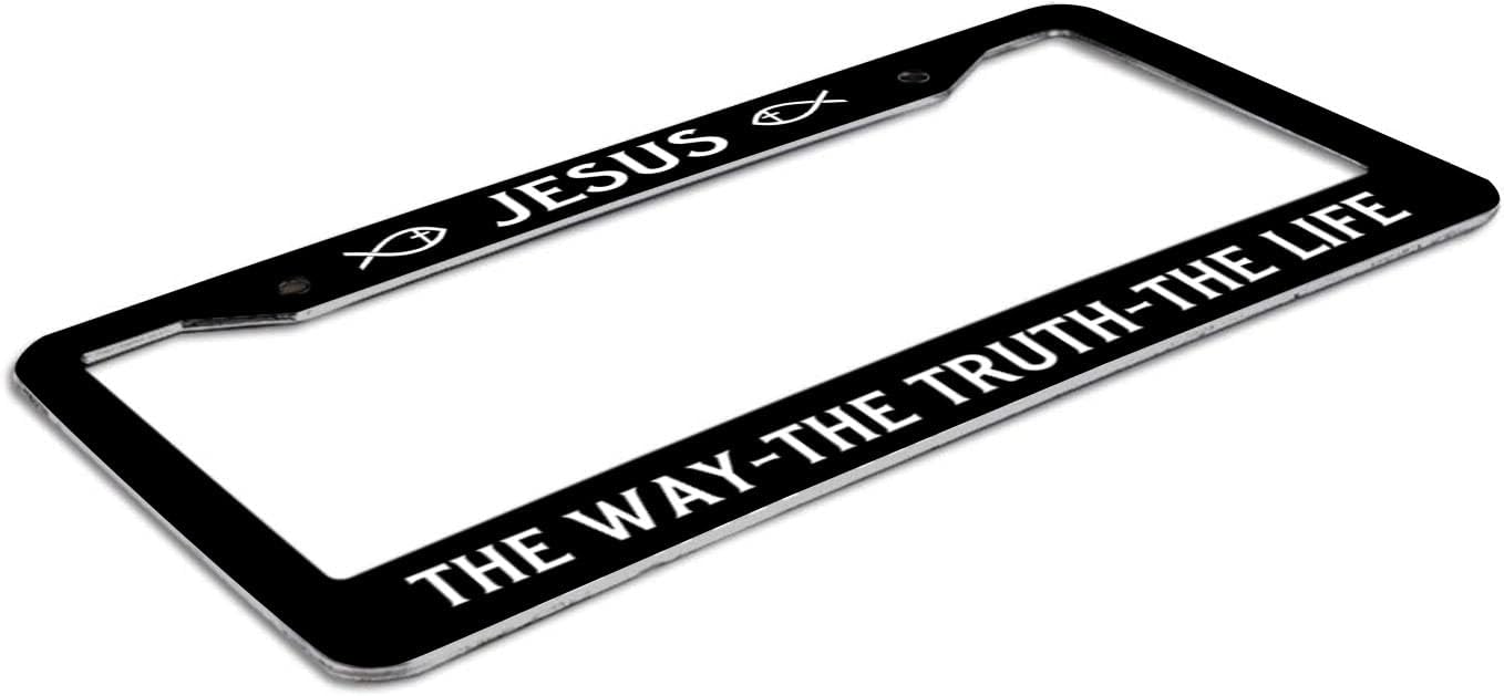 License Plate Frames, Jesus The Way The Truth The Life License Plate Cover Holder, Christian Car Accessories, Car Tag Frame, Auto Tags Cover 2 Holes Screws