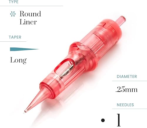 Miniatura 3 de Kwadron Optima - Cartucho de maquillaje permanente profesional, 1 forro redondo, cono de 0.010in de largo, caja de 20 unidades