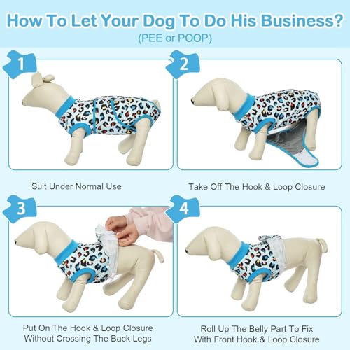Image of Kuoser Dog Recovery Suit for Dogs After Surgery,Professional Surgical Onesie for Female Male Dogs Spay Neuter,Soft Dog Surgery Suit Bodysuit for Abdominal Wounds Skin Disease,Blue Leopard L