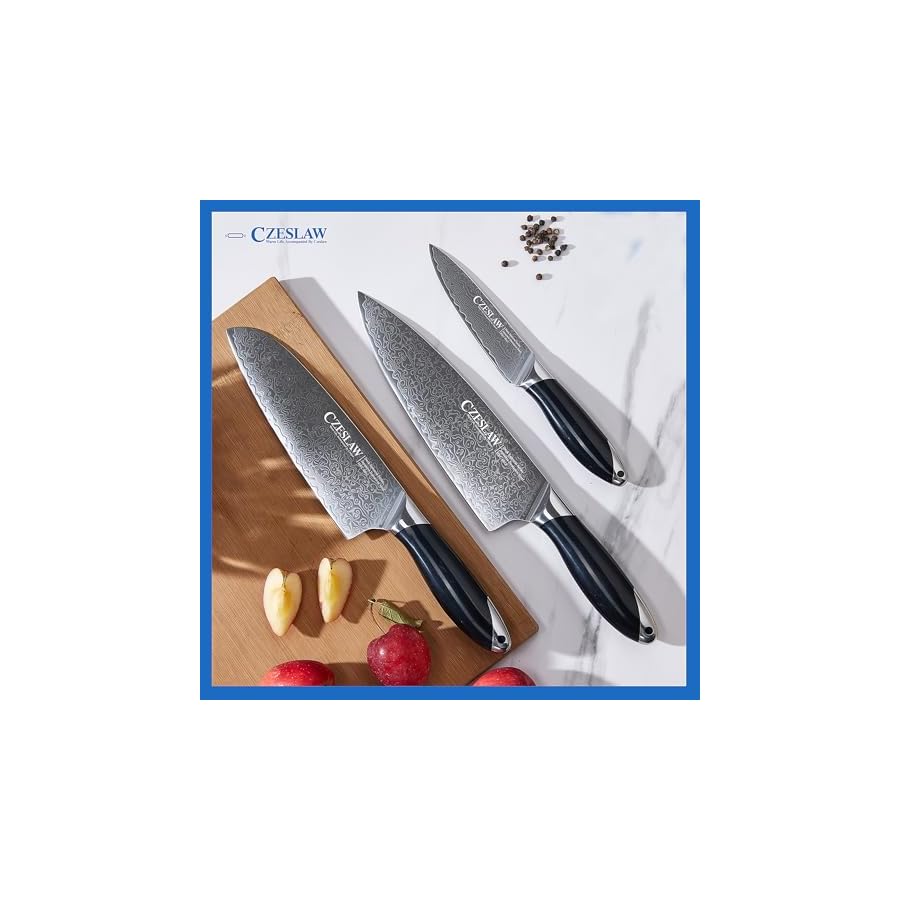 Knife-Set-Japanese-Damascus-Kitchen-Knife-Set-Professional-Sharp-Black-Chef-Knife-Set-of-3-Piece-Cooking-Knife-Sets-Use-Premium-Damascus-Steel-Forge-With-Ergonomic-ABS-Handle Knife Set, Japanese Damascus Kitchen Knife Set, Professional Sharp Black Chef Knife Set of 3 Piece, Cooking Knife Sets, Use Premium Damascus Steel Forge, With Ergonomic ABS Handle