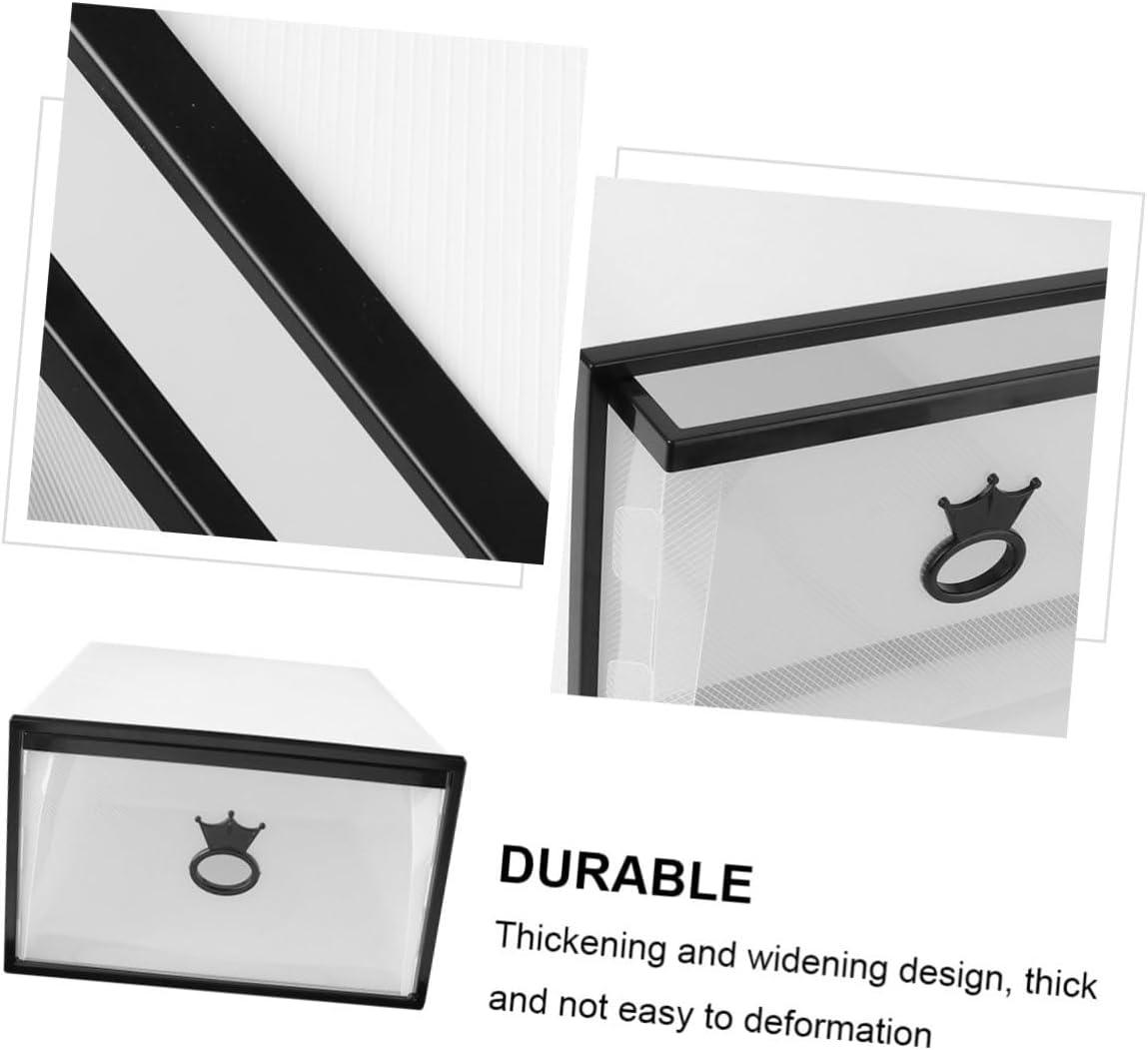 Zerodeko Portable Stackable Shoes Storage Case Transparent Visual Window Plastic Organizer for Shoes Socks and Accessories Drawer Style Easy Assembly Frame Box