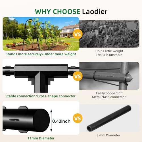 image for Laodier Cucumber Trellis for Raised Bed, U-Shape Garden Arch Metal Sup