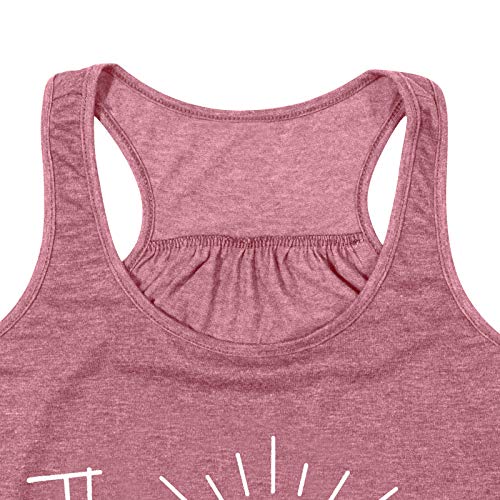 Bangely The Beach Is My Happy Place Tank Tops Women Summer Beach Tank Casual Sleeveless Vacation Shirt Camis (Pink, X-Large) #TOP3