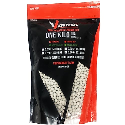 Vorsk 0.30g 3330pcs Airsoft Ammo, Polished 6mm Precision BBs, White, One Size, 1KG