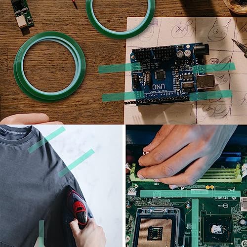 CHEVVY 10 Rollen Klebeband Hitzebeständig Bis 220°C Hochtemperatur Klebeband mit Schere Grün Isolierbänder Transparentes Heißklebeband 108 Fuß