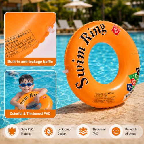 Image of Koochie-Koo Ring Swimming Tube for Kids Inflatable Pool Float Tube for Boys & Girls Thick PVC Swim Tube with Leak-Proof Valve, Safe & Durable Water Float for Pool Beach Summer Fun Random Colour