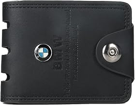 Leather Bi-Fold Wallet for Men & Boys, Black, Stylish Pocket Purse with Snap Button Closure