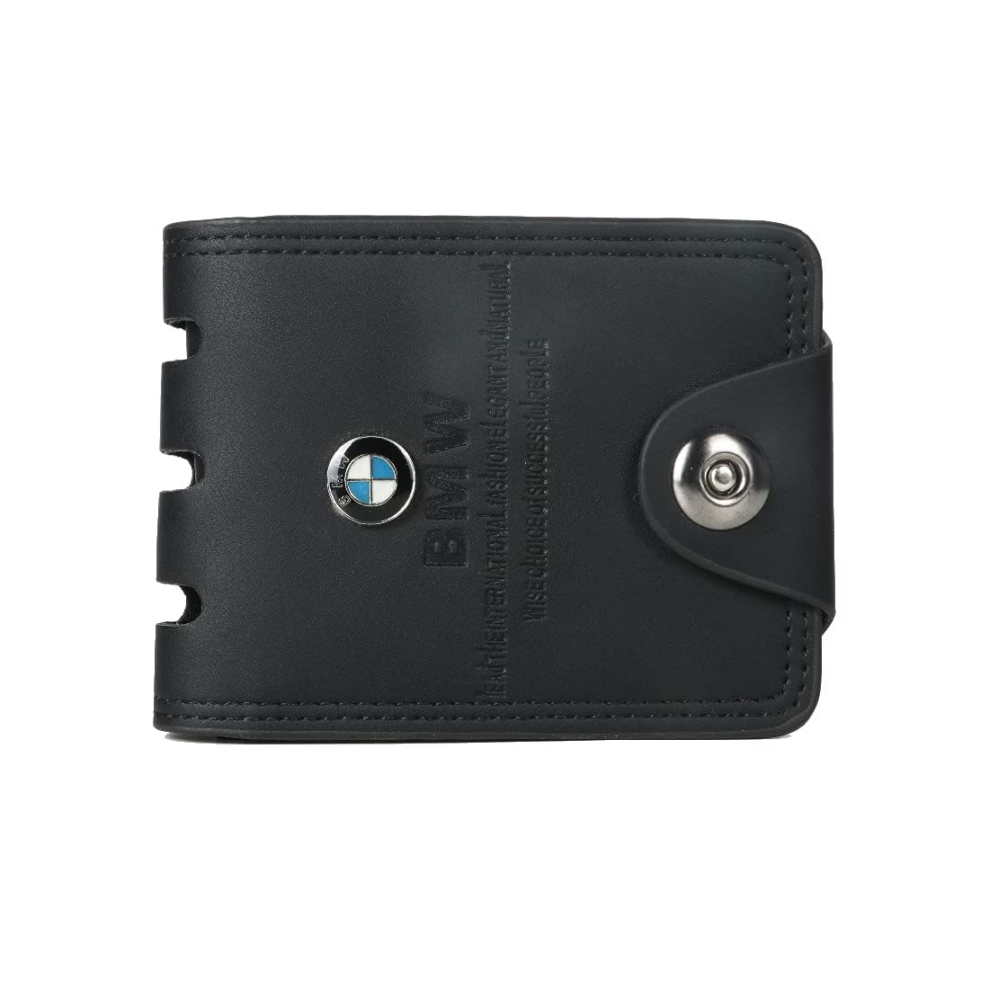 Leather Bi-Fold Wallet for Men & Boys, Black, Stylish Pocket Purse with Snap Button Closure