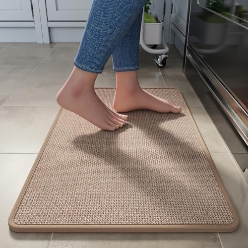 Kitchen Rugs Mat Non Slip Washable, Linen-Look 0.3