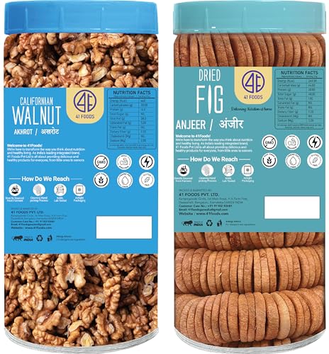 Image of 41 Foods Premium Dry Fruits Combo of Walnuts and Figs | Pack of 2 | 200g Each | 400g