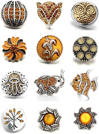 Lovglisten New 12pcs Snaps Jewelry 18MM-20MM Animal Shape Snap Jewelry Charms (Brown-1)