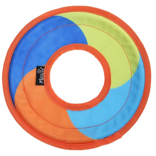 Image of Mihachi Flying Disc Dog Toy, Interactive Water Floating Flyer Lightweight Catch and Fetch Toys for Small Medium Large Dogs, Durable Oxford Cloth Fabric with Soft Edges,Pet Outdoor Exercise Toys,Orange