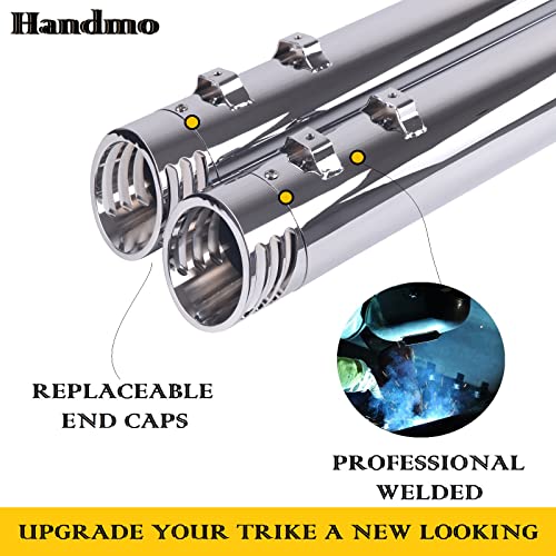 Slip On Mufflers For Harley Tri Glide Trike Models By Handmo, Chrome Slash 4.0'' Exhaust Pipes For Harley Trike Models' Stock Headers(20C-Chrome) #TOP3