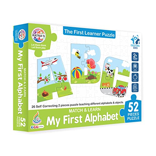 Image of Ratna's Match & Learn My First Alphabets 2 Pieces Educational Puzzle Teaching Different Alphabets & Objects for Kids
