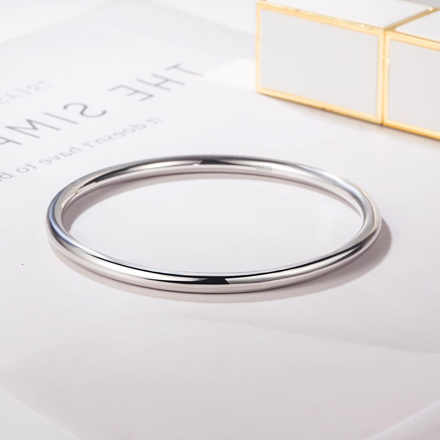 H&Beautimer 925 Sterling Silver Italian Handmade Minimalist 4MM Bracelet for Women Charm Jewelry 60-65MM Bangle 1/2/3 Set Birthday Gift
